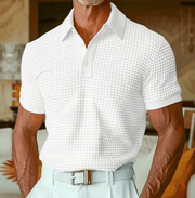Beren - Strukturiertes Karo-Poloshirt – Weiß