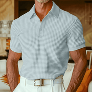 Beren - Strukturiertes Karo-Poloshirt – Hellblau