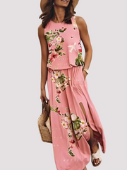 Halle - Elegantes ärmelloses Damen-Maxikleid – Rosa