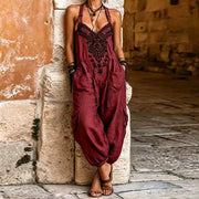 Florentia - Leichter Leinen-Jumpsuit – Burgunder