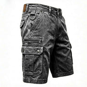 Pieter | Funktionale Denim Cargo Shorts – Grau