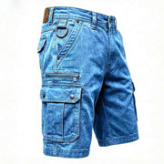 Pieter | Funktionale Denim Cargo Shorts – Blau