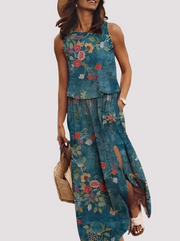 Halle - Elegantes ärmelloses Damen-Maxikleid – Blau