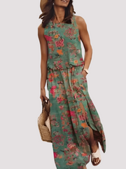Halle - Elegantes ärmelloses Damen-Maxikleid – Grün