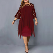 Eleanor - Elegantes Chiffon-Midikleid – Weinrot