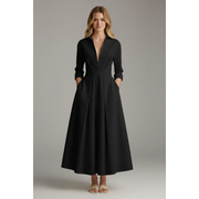 Irina | Damen Sommer Midikleid Elegant für Strand und Alltag – Schwarz