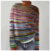 Irmela | Damen Strickpullover Nordisches Muster – Regenbogen