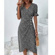 Irmtraut | Damen Sommer Midikleid Floral – Schwarz