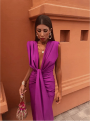 Sommerfeld | Elegantes Abendkleid mit tiefem V-Ausschnitt – Lila