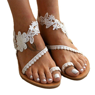 Damen Sandalen mit Spitzen-Design und Blumenmuster