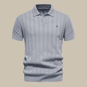 Jakob | Herren Poloshirt Strickoptik Für Sommer – Grau