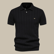 Jakob | Herren Poloshirt Strickoptik Für Sommer – Schwarz