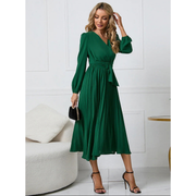 Janne | Damen Midikleid Langarm Hochzeit – Grün