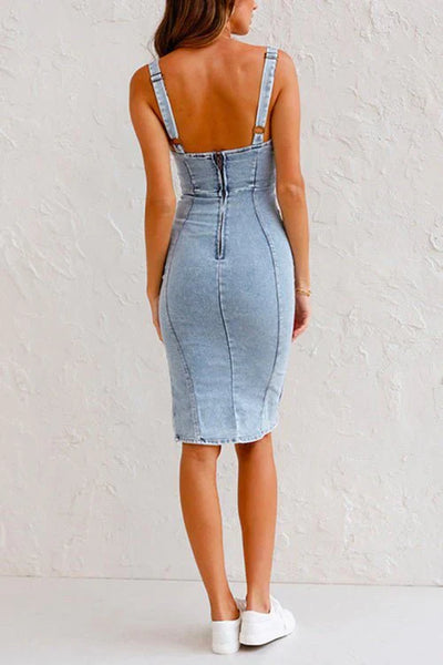 JARA | Denim-Kleid mit verstellbaren Trägern