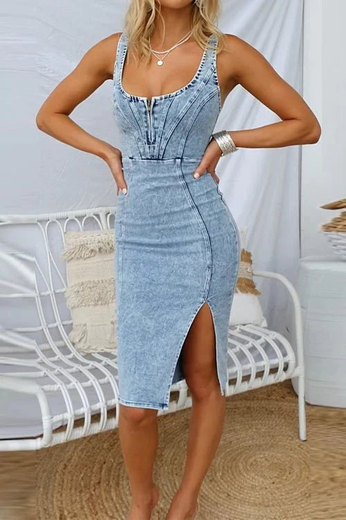 JARA | Denim-Kleid mit verstellbaren Trägern