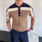 Jaron | Herren Poloshirt Colorblock Sommer – Braun