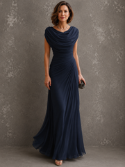 Zorabelle - Drapiertes Maxikleid – Marineblau