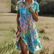 Jola | Damen Stilvolles Boho Midikleid – Mehrfarbig