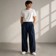 Jonathan | Herren hose Wide Leg Freizeit Modern – Blau