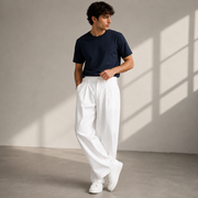 Jonathan | Herren hose Wide Leg Freizeit Modern – Weiß