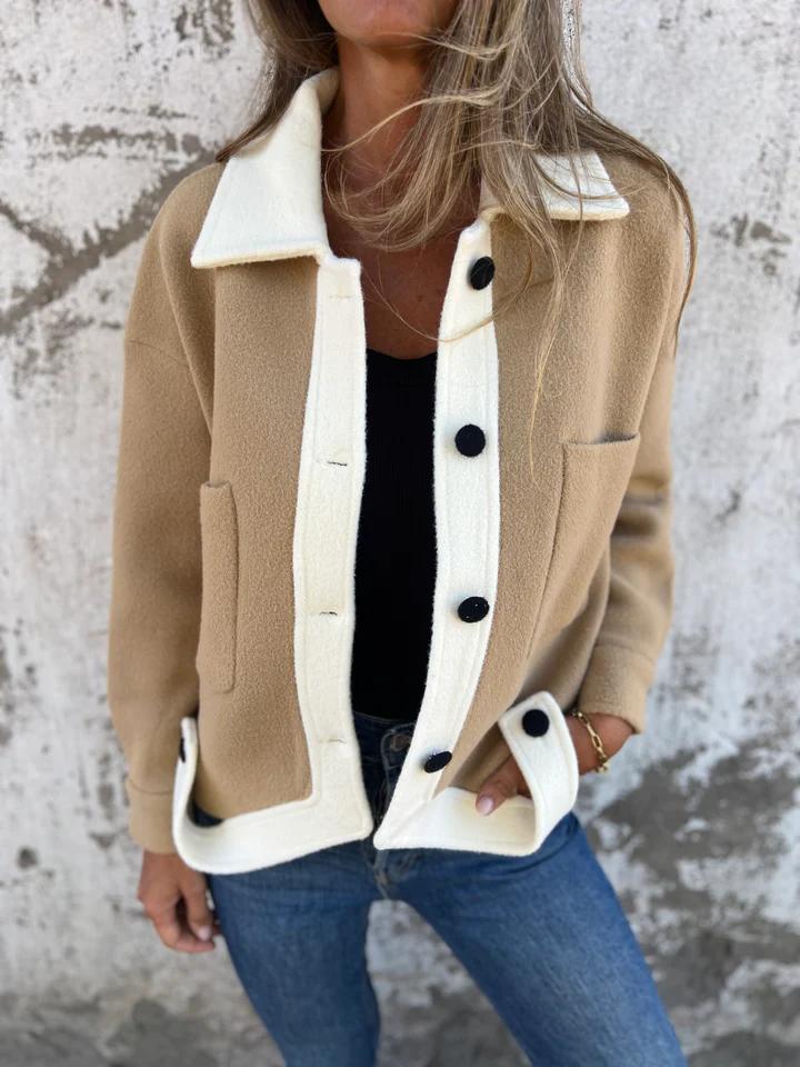 Kontrast-Cardigan | Knopfverschluss | Moderner Look