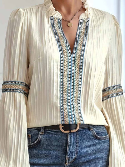 Bluse mit Zierborte | Ballonärmel | Strukturierter Stoff