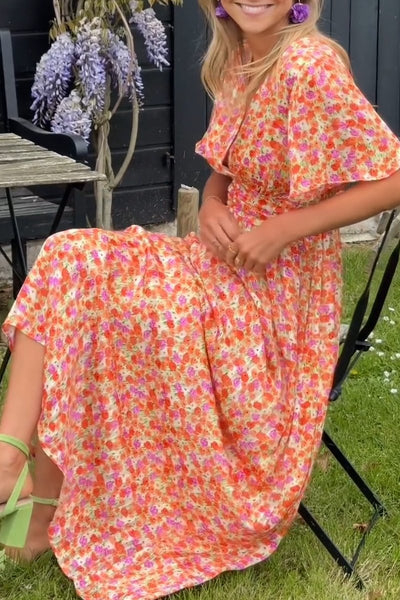 Maxikleid mit Blumenprint | Flatterärmel | Femininer Sommerlook