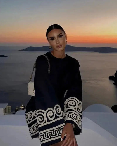 A-Linien Kleid mit Stickerei | Weite Ärmel | Elegant und Modern