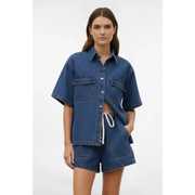 Jule | Damen Zweiteiler Mit Shorts Kurzarm Für Sommer – Blau