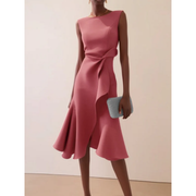 Julie | Damen Asymmetrisches Midikleid – Rosa