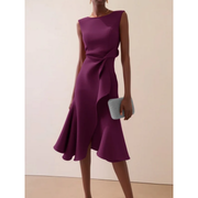 Julie | Damen Asymmetrisches Midikleid – Lila