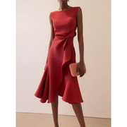 Julie | Damen Asymmetrisches Midikleid – Rot