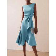 Julie | Damen Asymmetrisches Midikleid – Hellblau