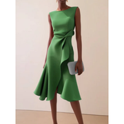Julie | Damen Asymmetrisches Midikleid – Grün