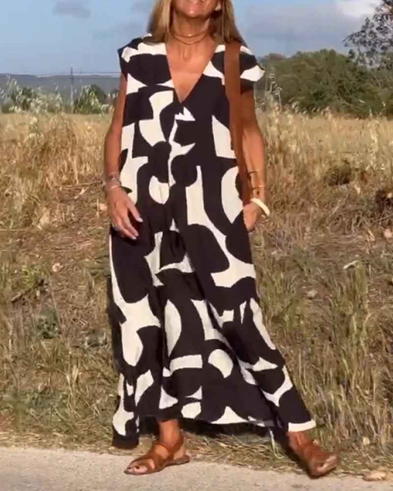 Midikleid mit Abstraktem Print für Damen