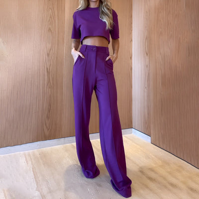 Zweiteiler mit Crop-Bluse | Weite Anzughose | Moderner Business-Look