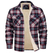Karierte Hemdjacke Herren – Burgunderrot