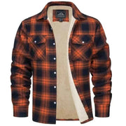 Karierte Hemdjacke Herren – Orange