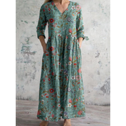 Käthe | Grünes Boho Sommerkleid Maxi Elegant Freizeit – Grün