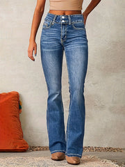 Katrin | Damen High Waist Bootcut Jeans Figurschmeichelnd – Hellblau