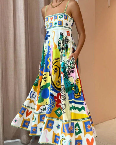 Basha - Damen Graffiti Druck Swing Kleid