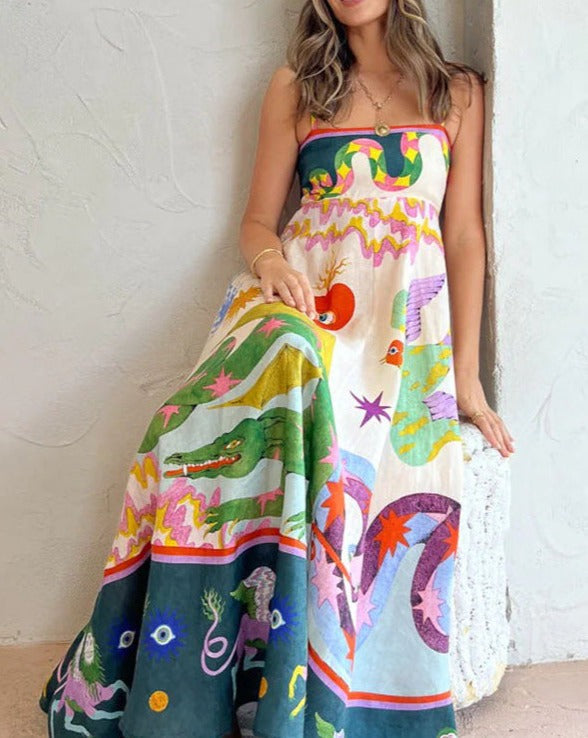 Basha - Damen Graffiti Druck Swing Kleid