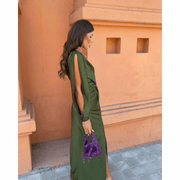 Sommerfeld | Elegantes Abendkleid mit Knotendetail – Olivgrün