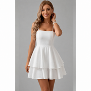 Kiana | Damen Sommerkleid Mini Freizeit Stilvoll – Weiß