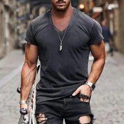 Kilian | Herren T-Shirt Mit V-Ausschnitt Für Sommer – Dunkelgrau