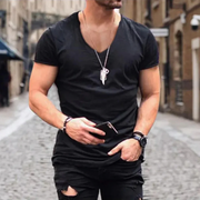 Kilian | Herren T-Shirt Mit V-Ausschnitt Für Sommer – Schwarz