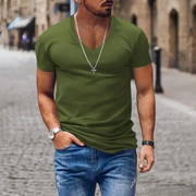 Kilian | Herren T-Shirt Mit V-Ausschnitt Für Sommer – Olivgrün
