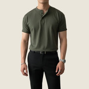 Kjell | Herren Henley Shirt Minimalistisch Sommer – Grün