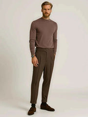 Klassische Wollhose mit Bundfalten Herren – Braun