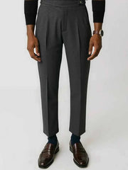Klassische Wollhose mit Bundfalten Herren – Grau